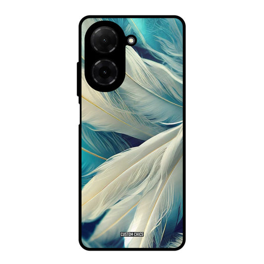 White Feather Poco C71 Mobile Back Cover - Aesthetic PrintShield Case
