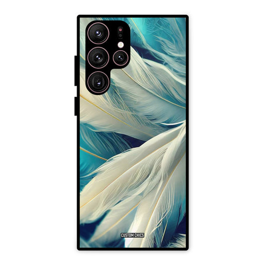 White Feather Samsung Galaxy S22 Ultra Mobile Back Cover - Aesthetic PrintShield Case