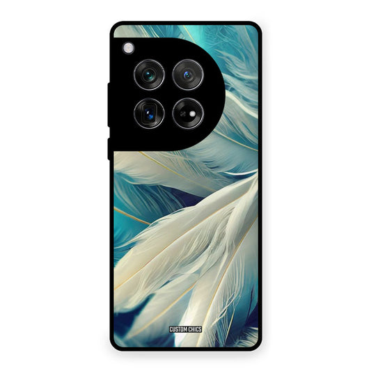 White Feather OnePlus 12 Mobile Back Cover - Aesthetic PrintShield Case