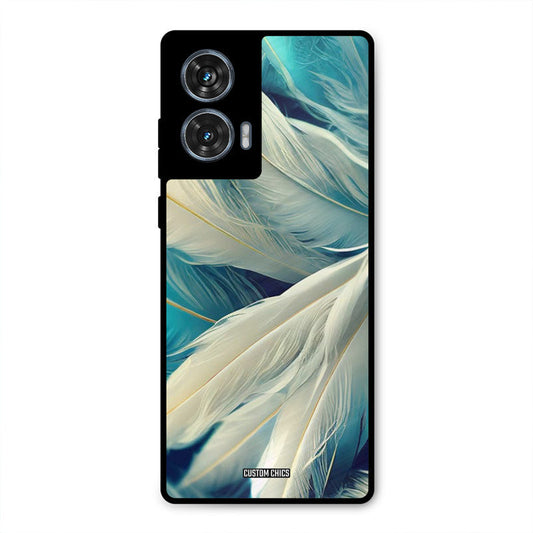 White Feather Moto G96 Mobile Back Cover - Aesthetic PrintShield Case
