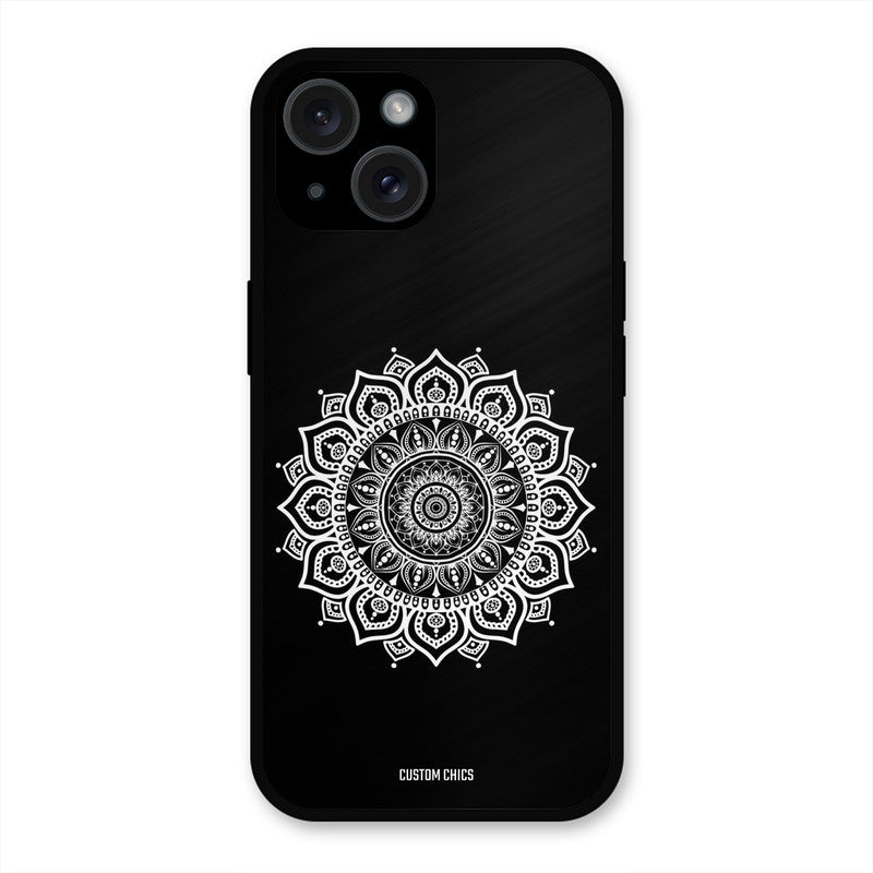 White Mandala Art iPhone 15 Mobile Back Cover - Aesthetic PrintShield Case