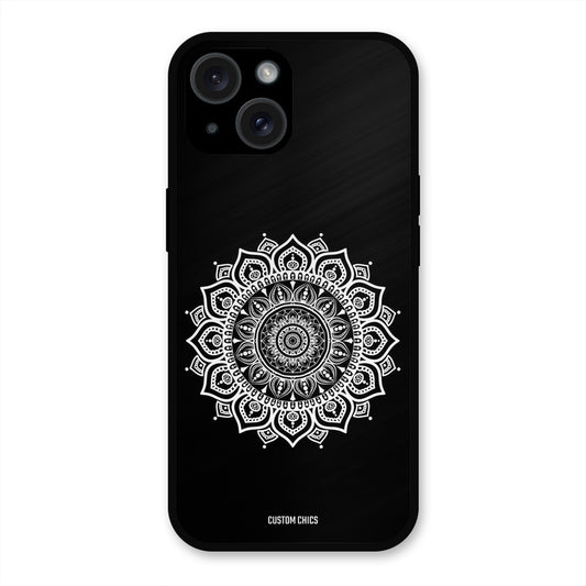 White Mandala Art iPhone 15 Mobile Back Cover - Aesthetic PrintShield Case