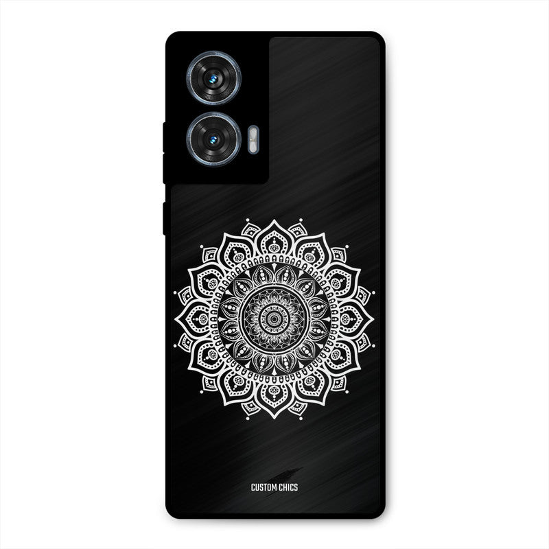 White Mandala Art Motorola Edge 50 Fusion Mobile Back Cover - Aesthetic PrintShield Case