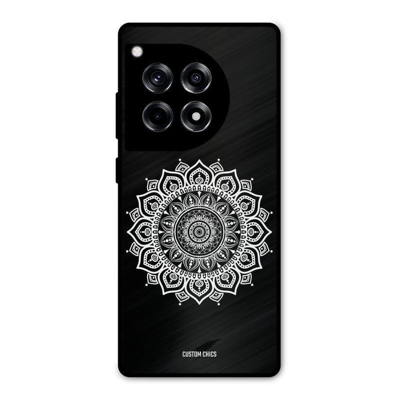 White Mandala Art OnePlus 12R Mobile Back Cover - Aesthetic PrintShield Case