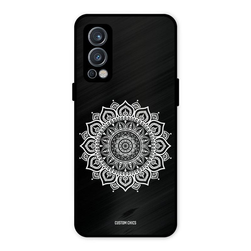 White Mandala Art OnePlus Nord 2 5G Mobile Back Cover - Aesthetic PrintShield Case