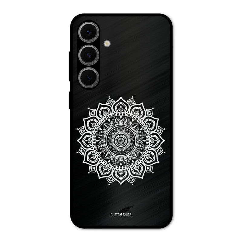 White Mandala Art Samsung Galaxy S24 FE Mobile Back Cover - Aesthetic PrintShield Case