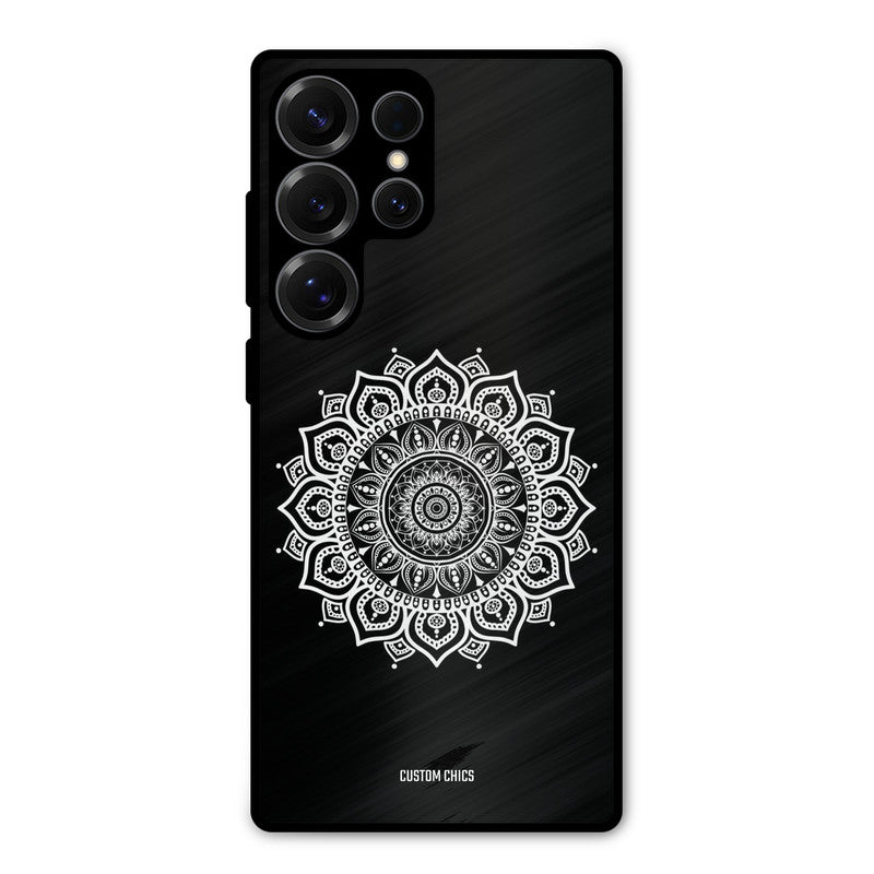 White Mandala Art Samsung Galaxy S25 Ultra Mobile Back Cover - Aesthetic PrintShield Case
