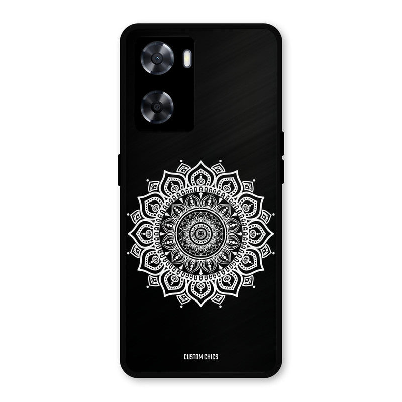 White Mandala Art Oppo A57 2022 Mobile Back Cover - Aesthetic PrintShield Case