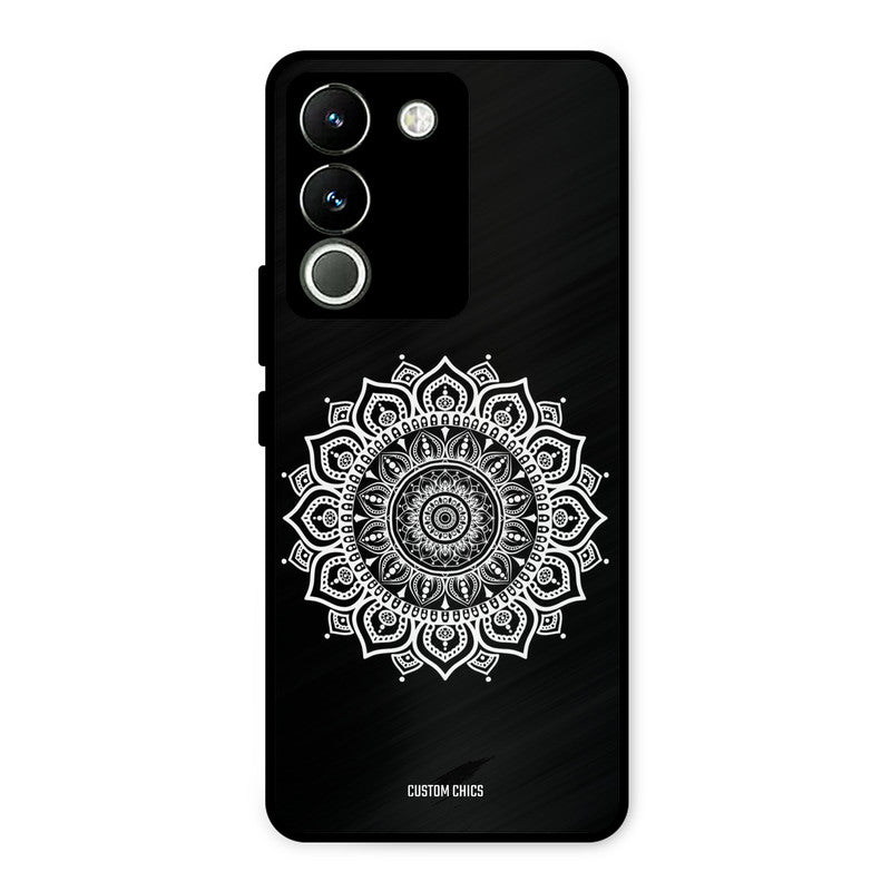 White Mandala Art Vivo Y200 Mobile Back Cover - Aesthetic PrintShield Case