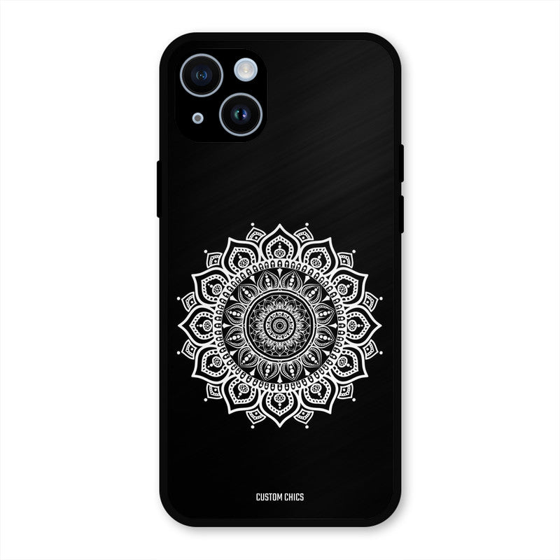White Mandala Art iPhone 14 Mobile Back Cover - Aesthetic PrintShield Case