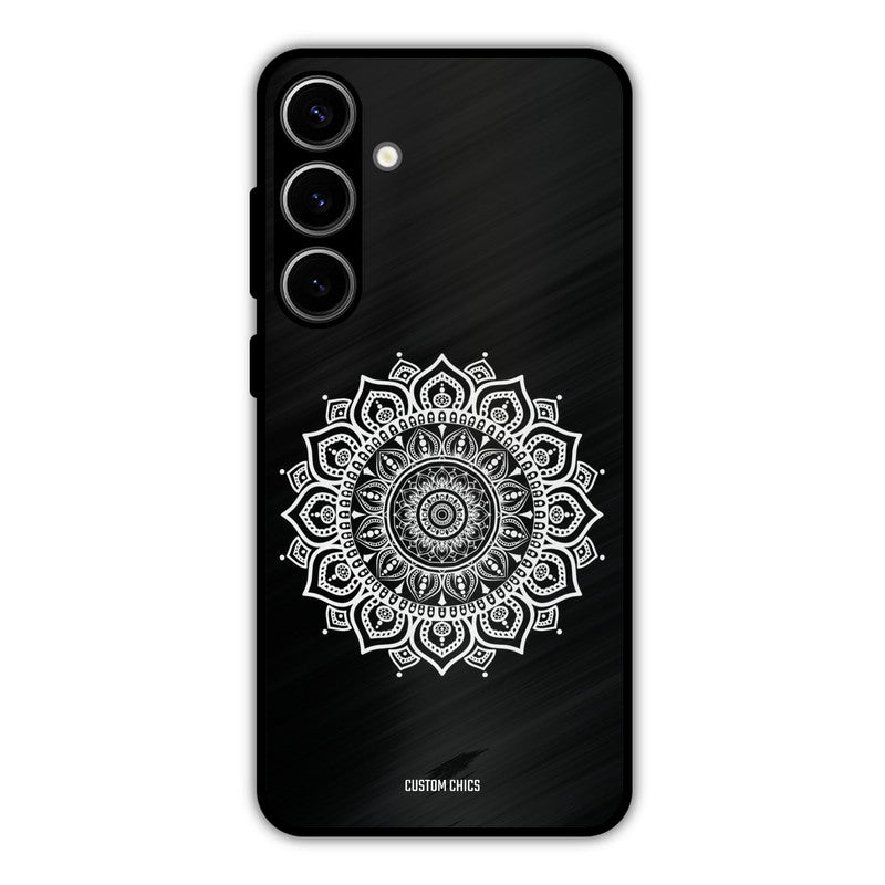 White Mandala Art Samsung Galaxy S24 Plus Mobile Back Cover - Aesthetic PrintShield Case