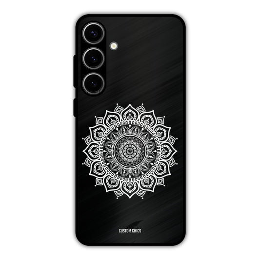 White Mandala Art Samsung Galaxy S24 Plus Mobile Back Cover - Aesthetic PrintShield Case