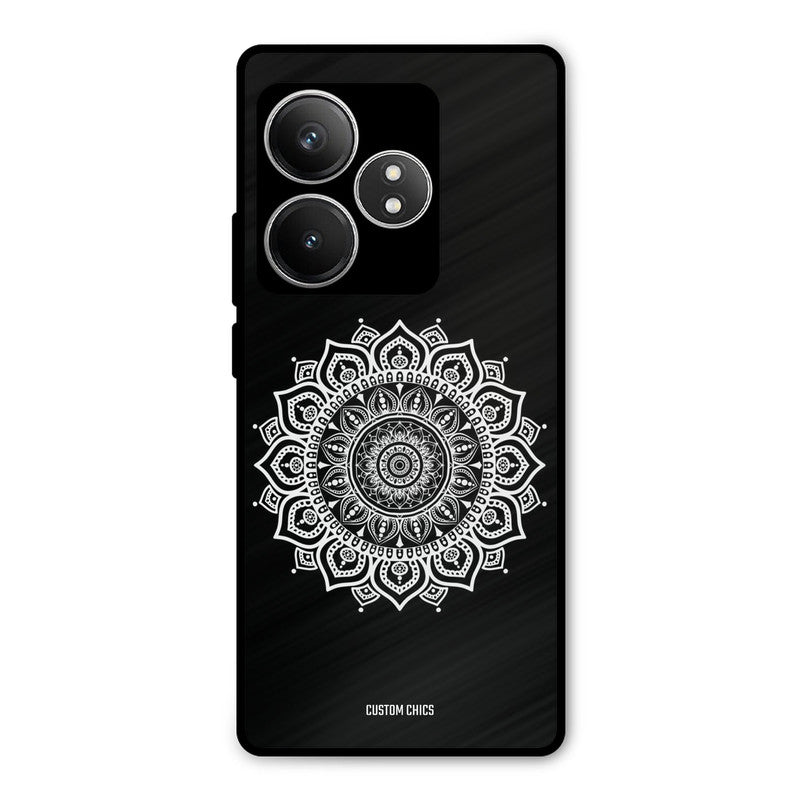 White Mandala Art Realme GT 6T Mobile Back Cover - Aesthetic PrintShield Case