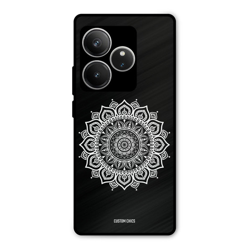 White Mandala Art Realme GT 6 Mobile Back Cover - Aesthetic PrintShield Case