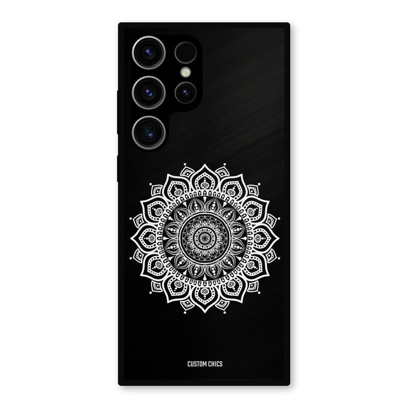 White Mandala Art Samsung Galaxy S23 Ultra Mobile Back Cover - Aesthetic PrintShield Case