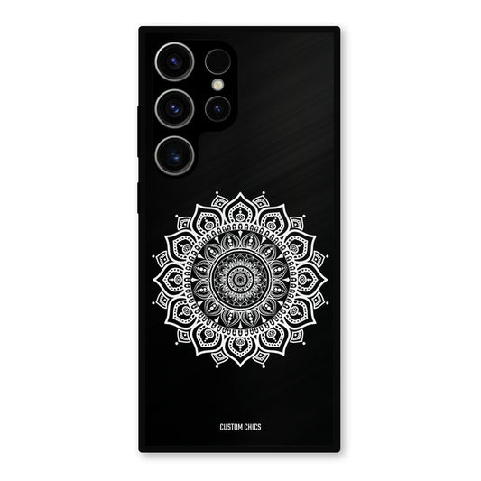 White Mandala Art Samsung Galaxy S23 Ultra Mobile Back Cover - Aesthetic PrintShield Case