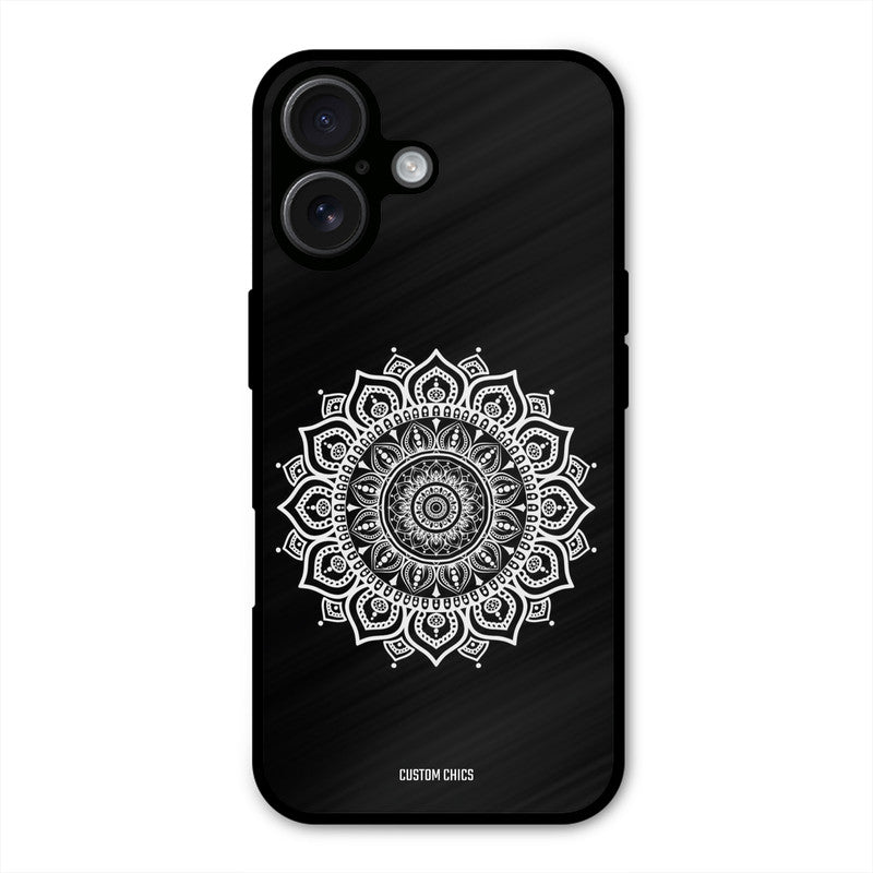 White Mandala Art iPhone 16 Plus Mobile Back Cover - Aesthetic PrintShield Case