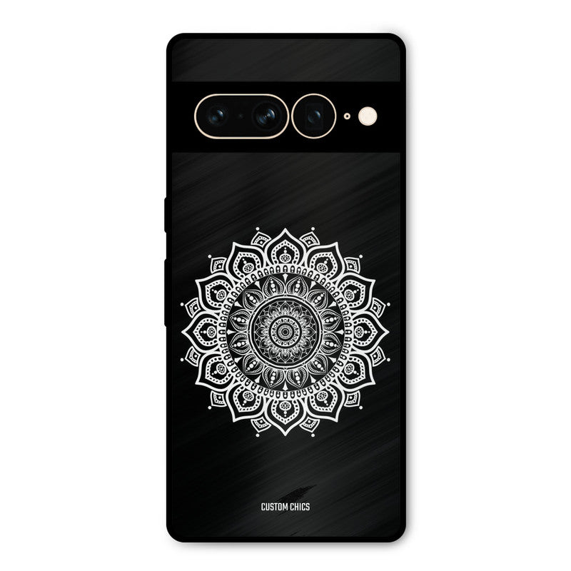 White Mandala Art Google Pixel 7 Pro Mobile Back Cover - Aesthetic PrintShield Case