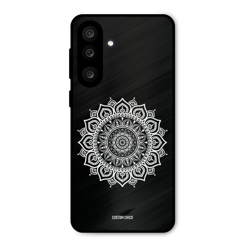 White Mandala Art Samsung Galaxy M56 Mobile Back Cover - Aesthetic PrintShield Case