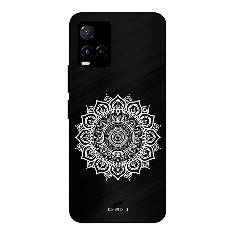 White Mandala Art Vivo Y33s Mobile Back Cover - Aesthetic PrintShield Case