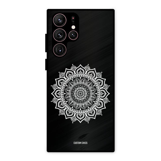 White Mandala Art Samsung Galaxy S22 Ultra Mobile Back Cover - Aesthetic PrintShield Case