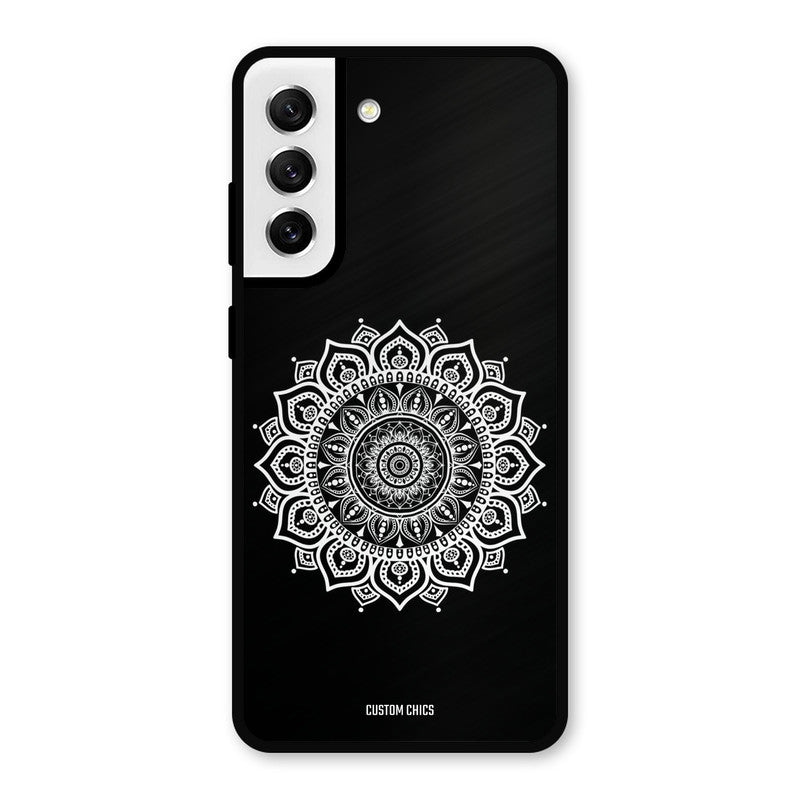 White Mandala Art Samsung Galaxy S21 FE 5G Mobile Back Cover - Aesthetic PrintShield Case