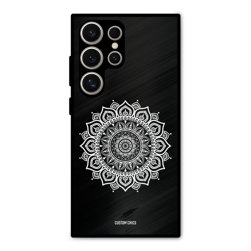 White Mandala Art Samsung Galaxy S24 Ultra Mobile Back Cover - Aesthetic PrintShield Case