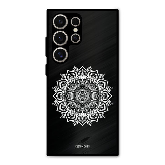 White Mandala Art Samsung Galaxy S24 Ultra Mobile Back Cover - Aesthetic PrintShield Case