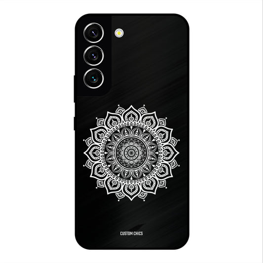 White Mandala Art Samsung Galaxy S22 Mobile Back Cover - Aesthetic PrintShield Case