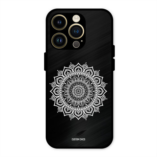 White Mandala Art iPhone 14 Pro Max Mobile Back Cover - Aesthetic PrintShield Case