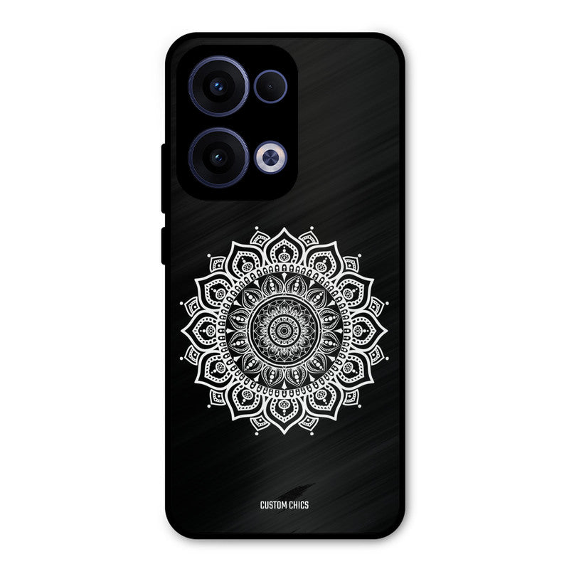 White Mandala Art Oppo Reno 13 5G Mobile Back Cover - Aesthetic PrintShield Case