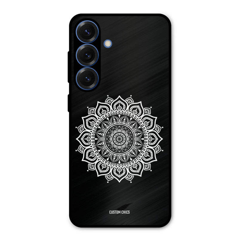 White Mandala Art Samsung Galaxy S25 Mobile Back Cover - Aesthetic PrintShield Case