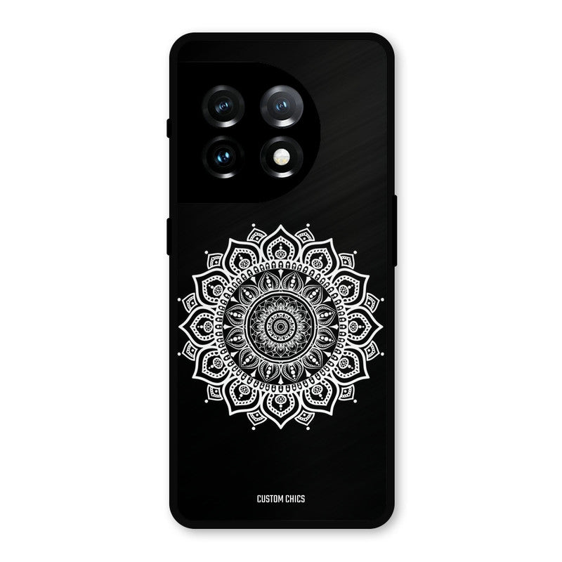 White Mandala Art OnePlus 11 Mobile Back Cover - Aesthetic PrintShield Case