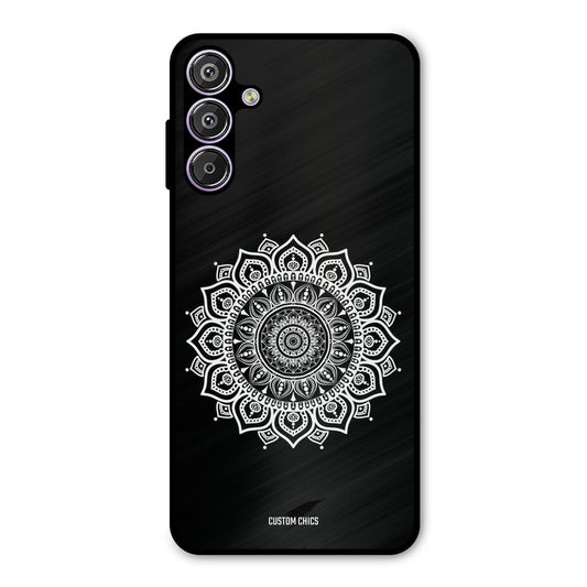 White Mandala Art Samsung Galaxy M15 Mobile Back Cover - Aesthetic PrintShield Case