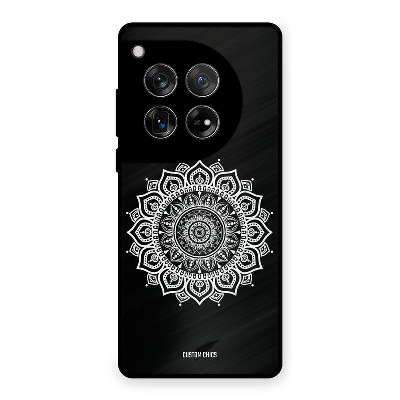 White Mandala Art OnePlus 12 Mobile Back Cover - Aesthetic PrintShield Case