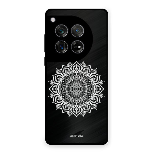 White Mandala Art OnePlus 12 Mobile Back Cover - Aesthetic PrintShield Case