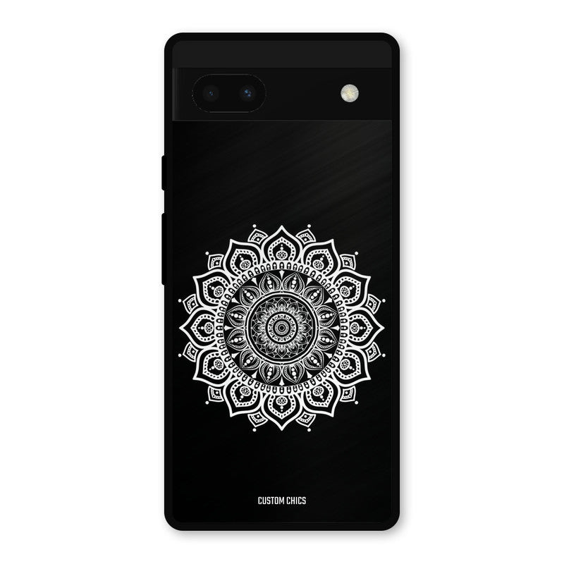 White Mandala Art Google Pixel 6a Mobile Back Cover - Aesthetic PrintShield Case