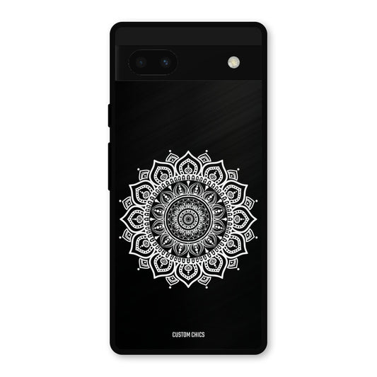White Mandala Art Google Pixel 6a Mobile Back Cover - Aesthetic PrintShield Case