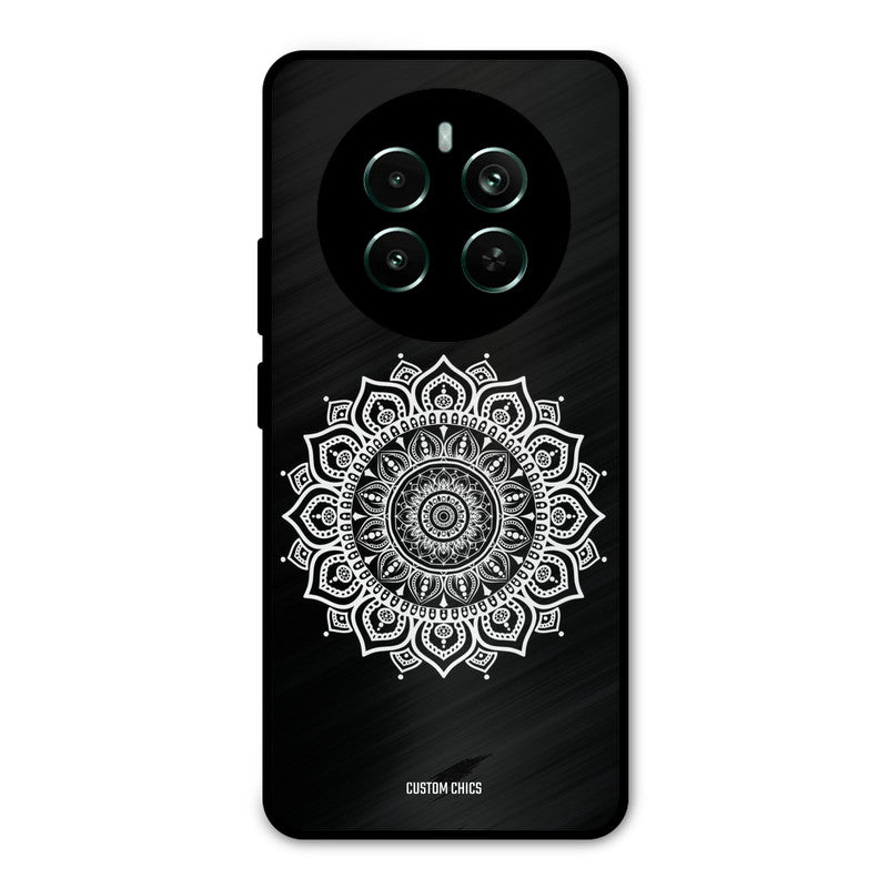 White Mandala Art Realme 12 Plus Mobile Back Cover - Aesthetic PrintShield Case