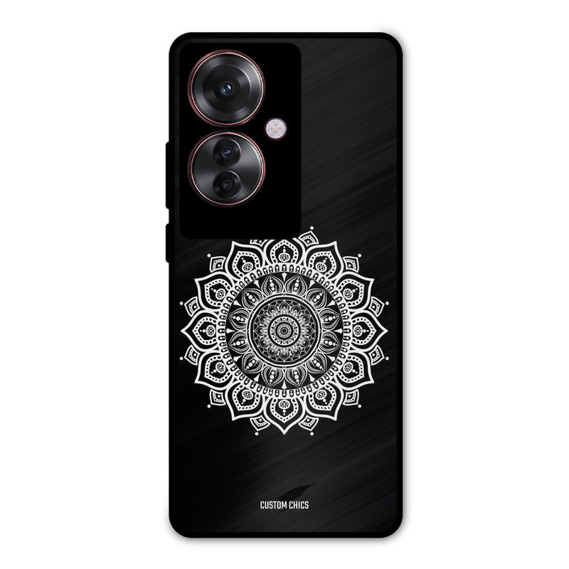 White Mandala Art Oppo F25 Pro Mobile Back Cover - Aesthetic PrintShield Case