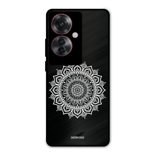 White Mandala Art Oppo F25 Pro Mobile Back Cover - Aesthetic PrintShield Case