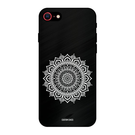 White Mandala Art iPhone SE 2020 Mobile Back Cover - Aesthetic PrintShield Case