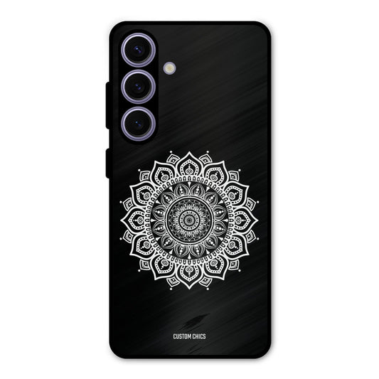 White Mandala Art Samsung Galaxy S24 Mobile Back Cover - Aesthetic PrintShield Case