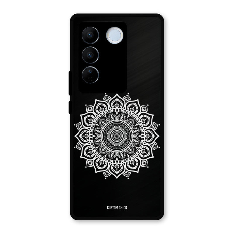 White Mandala Art Vivo V27 Pro Mobile Back Cover - Aesthetic PrintShield Case