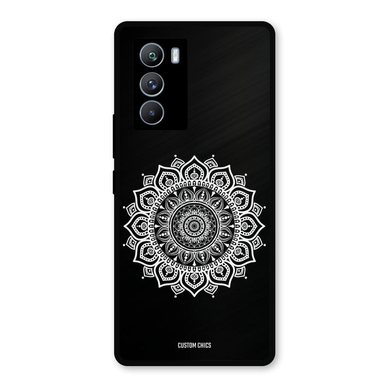 White Mandala Art iQOO 9SE Mobile Back Cover - Aesthetic PrintShield Case