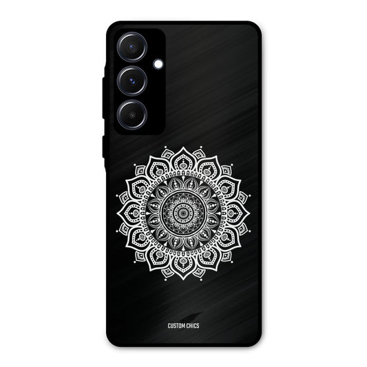 White Mandala Art Samsung Galaxy A55 5G Mobile Back Cover - Aesthetic PrintShield Case