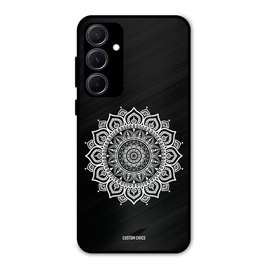 White Mandala Art Samsung Galaxy A35 5G Mobile Back Cover - Aesthetic PrintShield Case